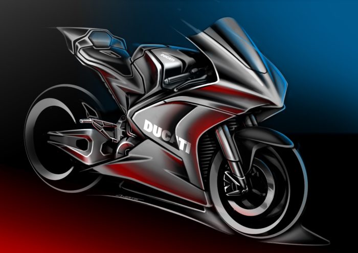 Ducati farà le moto elettriche per la World Cup della MotoE dal 2023 -Bozzetto Ducati elettrica