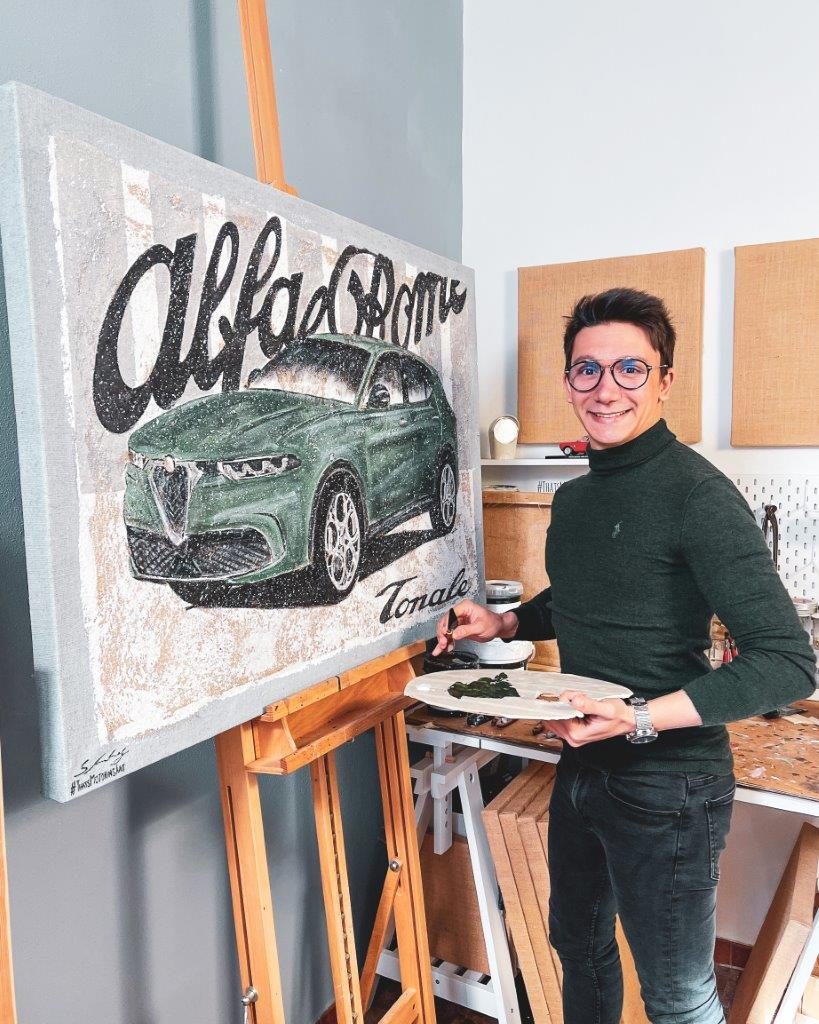 Alfa Romeo Tonale diventa un'opera su tela. Stefano Berardino, giovane pittore di Orta San Giulio, celebra il nuovo modello del Biscione 3