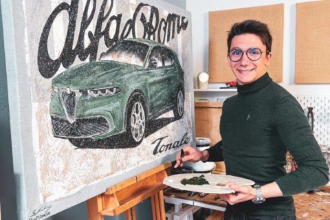Alfa Romeo Tonale diventa un'opera su tela. Stefano Berardino, giovane pittore di Orta San Giulio, celebra il nuovo modello del Biscione 3