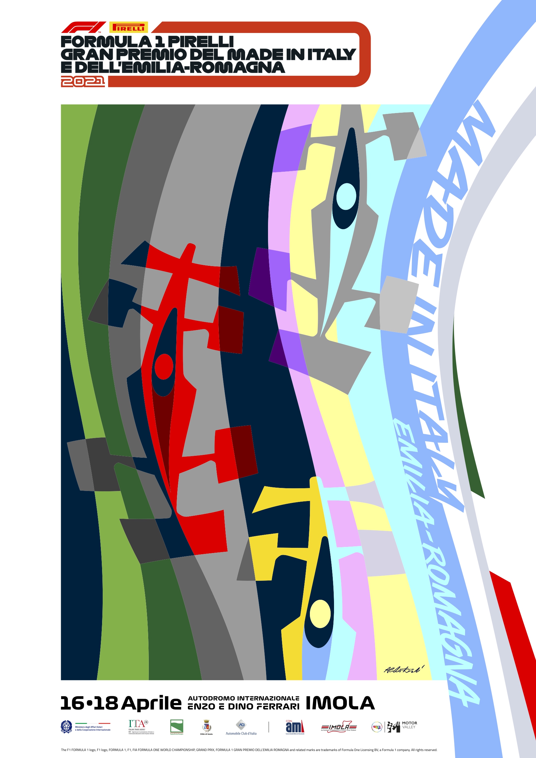 Il poster ufficiale della Formula 1 a Imola disegnato dalla Drudi Performance