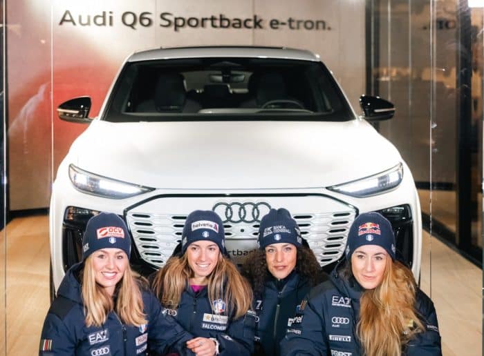 Q6 Sportback e tron anteprima italiana alla Audi FIS Ski World Cup a Cortina 1 Roberta Melesi Marta Bassino Federica Brignone Sofia Goggia  1 1 scaled e1737322469774 700x516