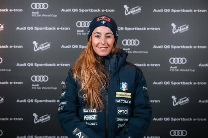 Q6 Sportback e tron anteprima italiana alla Audi FIS Ski World Cup a Cortina media Sofia Goggia 2 700x467