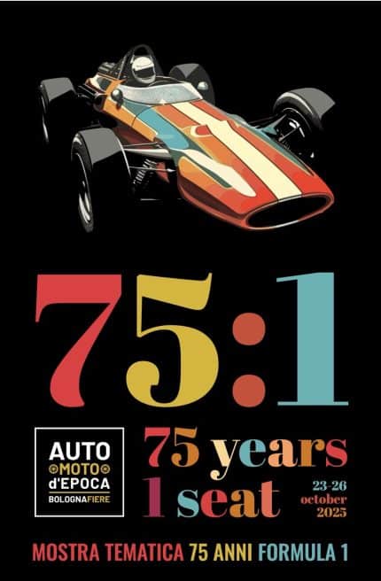 Auto e Moto dEpoca 2025 75 1 locandina mostra F1 dimensioni grandi 430x656