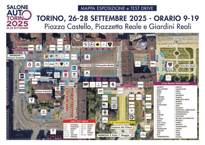 Salone Auto Torino 2025 CARTINA dimensioni grandi 700x495