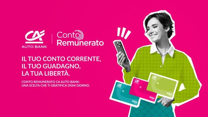 CA Auto Bank, conto corrente remunerato digitale 3,3% senza vincoli 3 CA Auto Bank, conto corrente remunerato digitale 3,3% senza vincoli