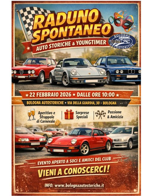 Raduno Bologna Autostoriche, il 22 febbraio per vettura d'epoca e youngtimer