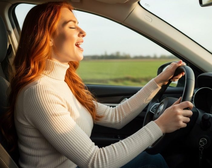 Sanremo 2026 cantare in auto ragazza