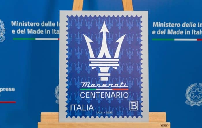 Maserati e il francobollo da collezione per i 100 anni del Tridente