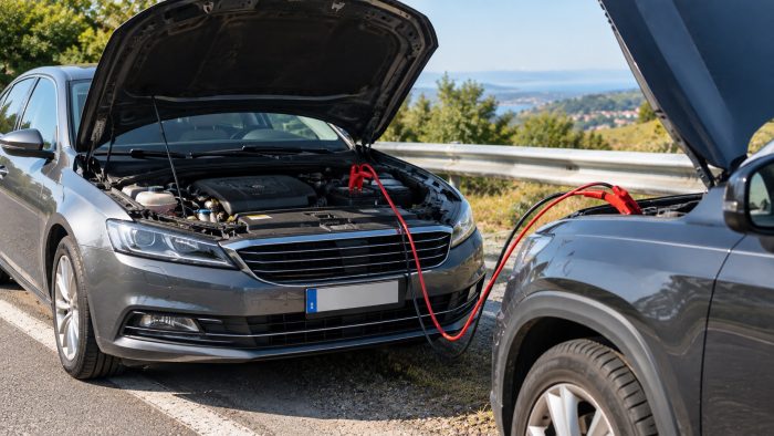 Auto in panne, batteria scarica