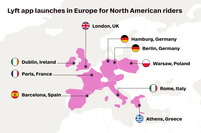 Dal 15 ottobre Lyft sbarca in Italia grazie a Freenow 3 Lyft in Europe 700x462